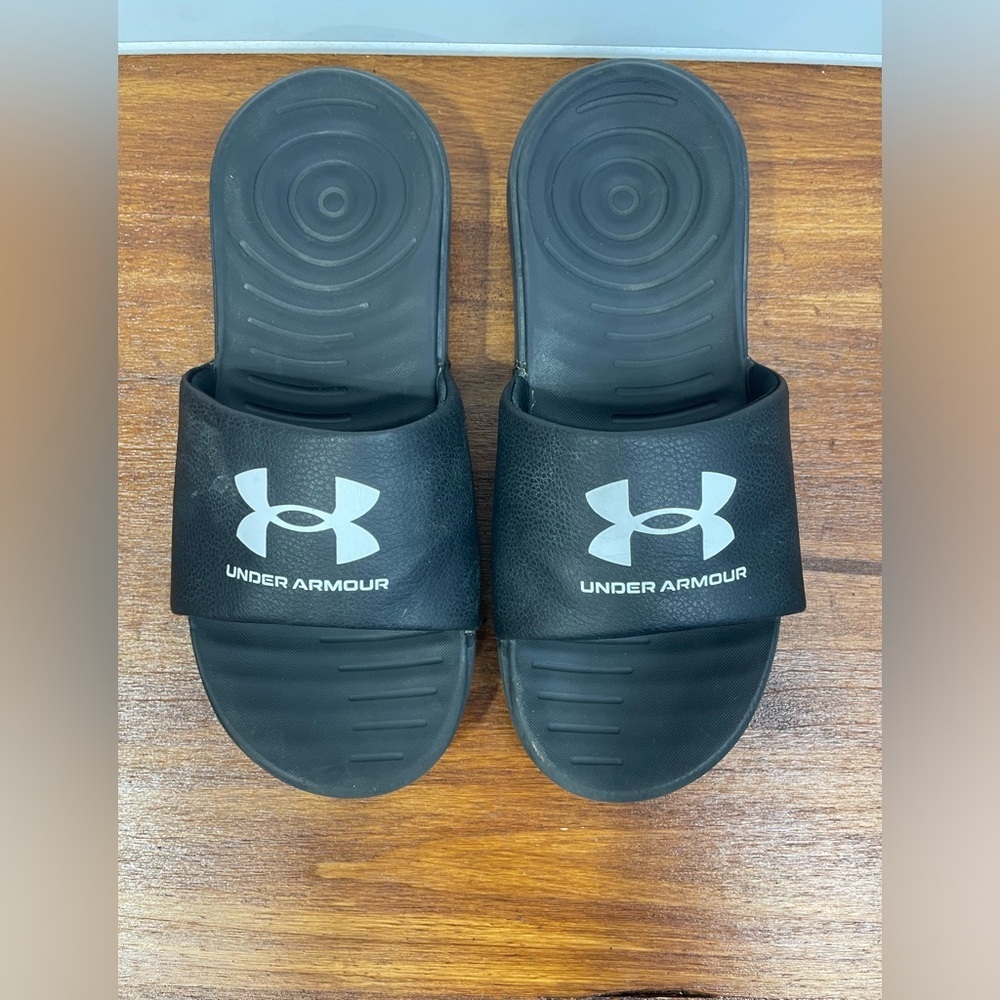 Under Armour Black Ansa Fixed Slides 6 Youth Boys GUC